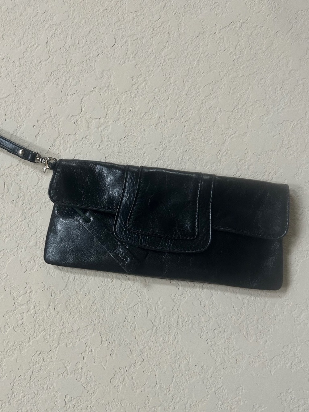 Tano Black Soft Leather Wristlet Clutch. Vintage. NWOT